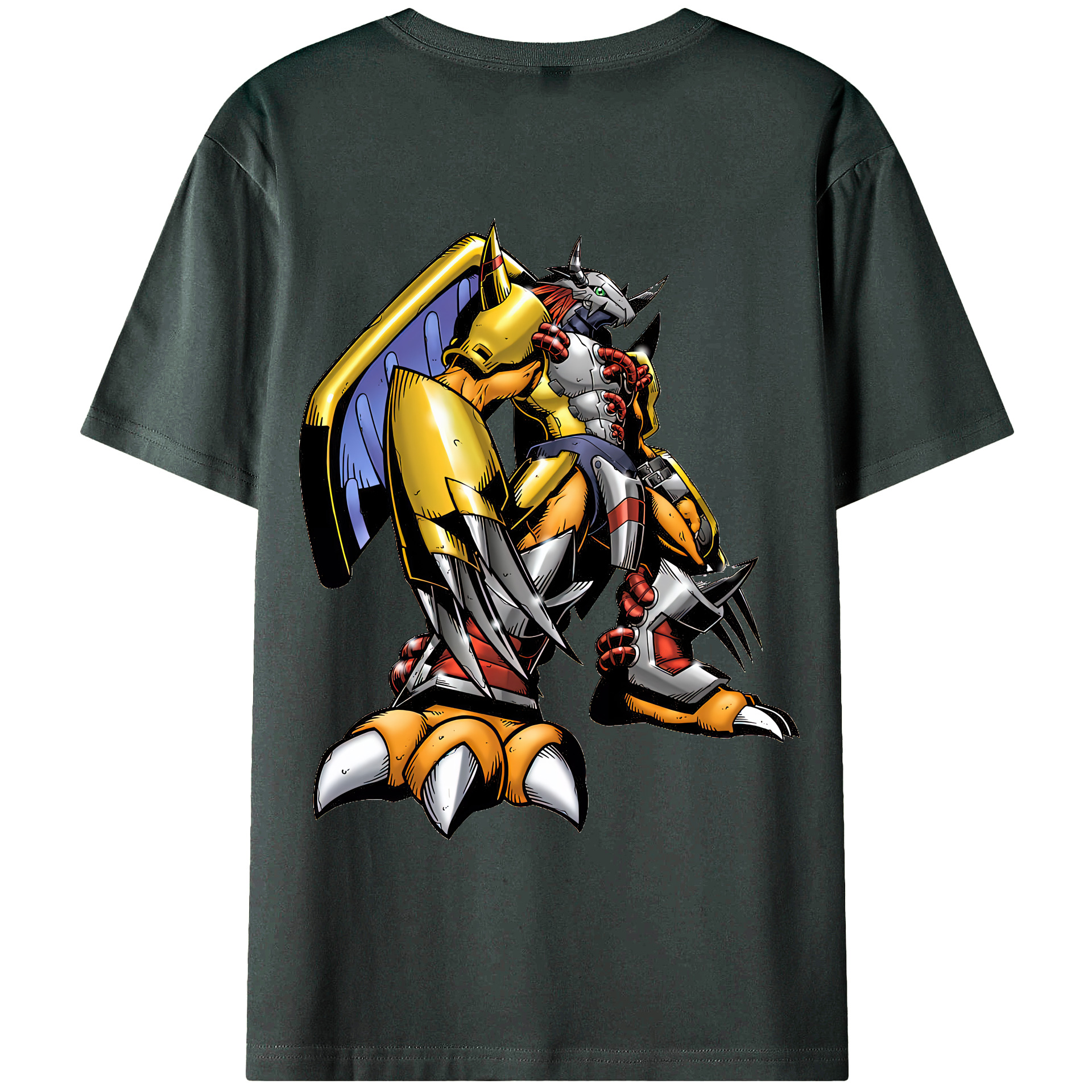 （画像用） Digimon デジタルモンスター/デジモン 綿100％ メンズ半袖Tシャツ（バックプリント） 通気性